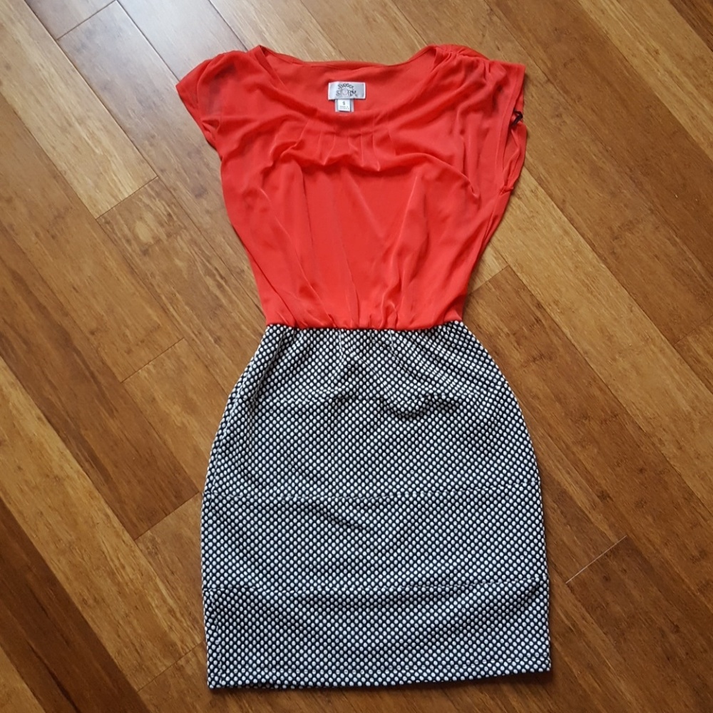 Orange & Black and White Dress